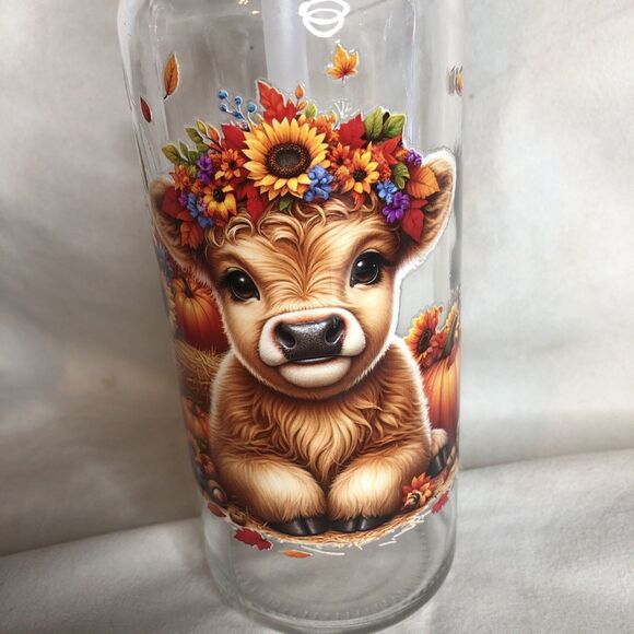 Highland Cow & 🌻 Sunflowers 🌻 Syrup Dispenser Bottle NEW - Picture 2 of 6